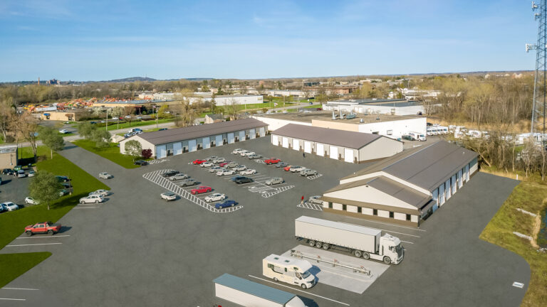 Drone view of flexible workspace available in Rochester, NY